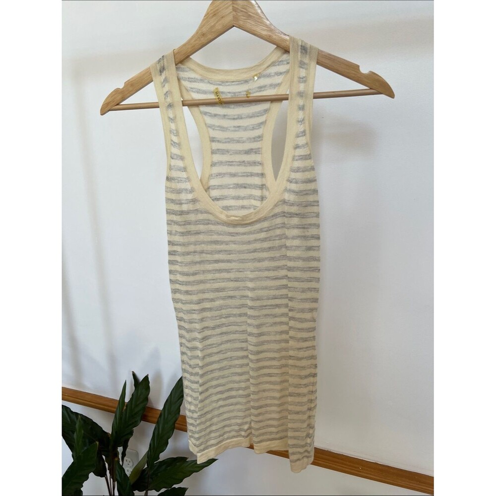 Martin & Osa Sheer Stripe CashmereTank - Cream & Light Gray